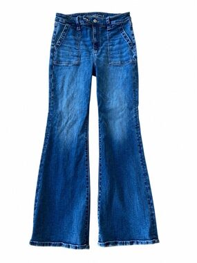 American Eagle Next Level Stretch Flare Jeans Size 10 Short High Rise Y2K Retro